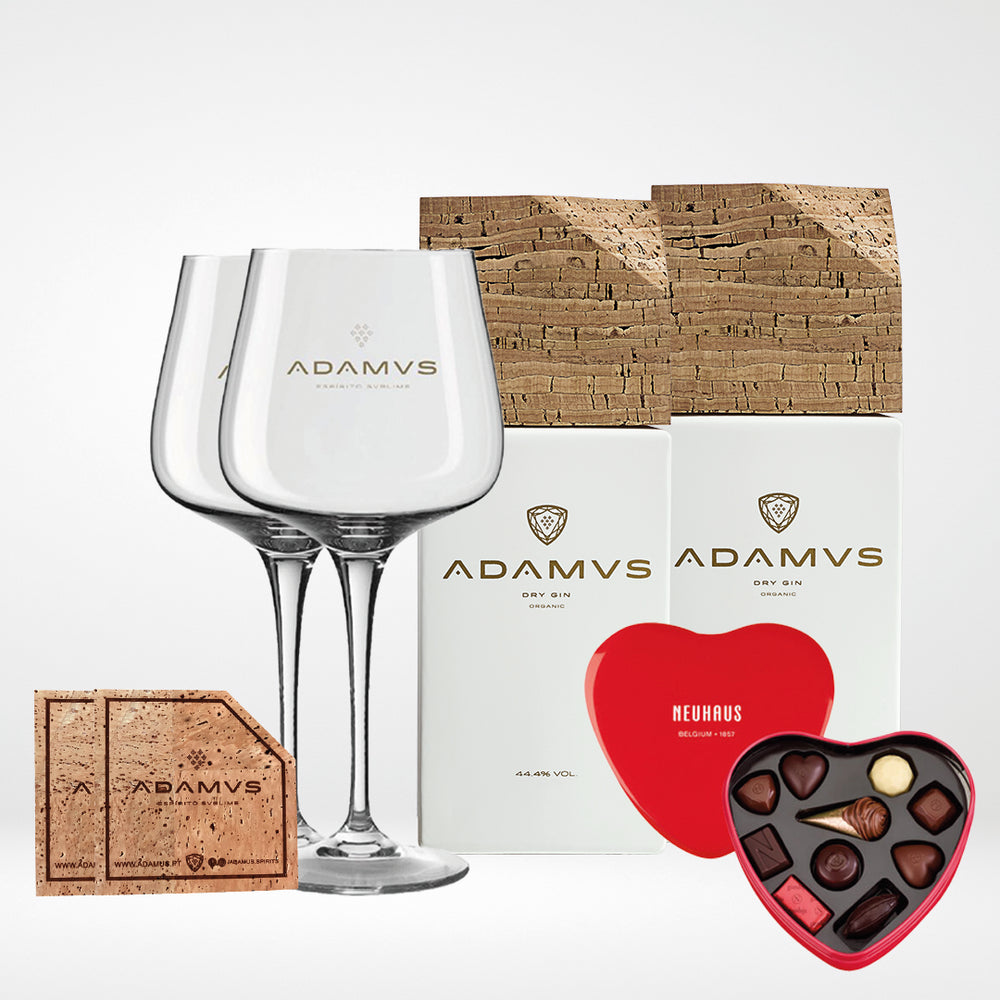 Adamus Pack of Organic Dry Gin & Neuhaus Heart Box Chocolates
