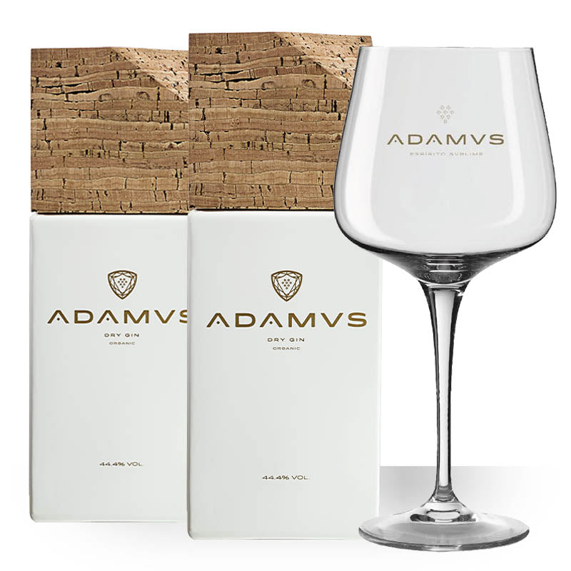 Adamus Pack of 2 Organic Dry Gin 70cl & 1 Free Glass